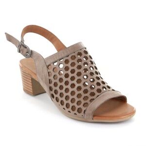 Bueno Umat Taupe Leather Heeled Sandals | 38